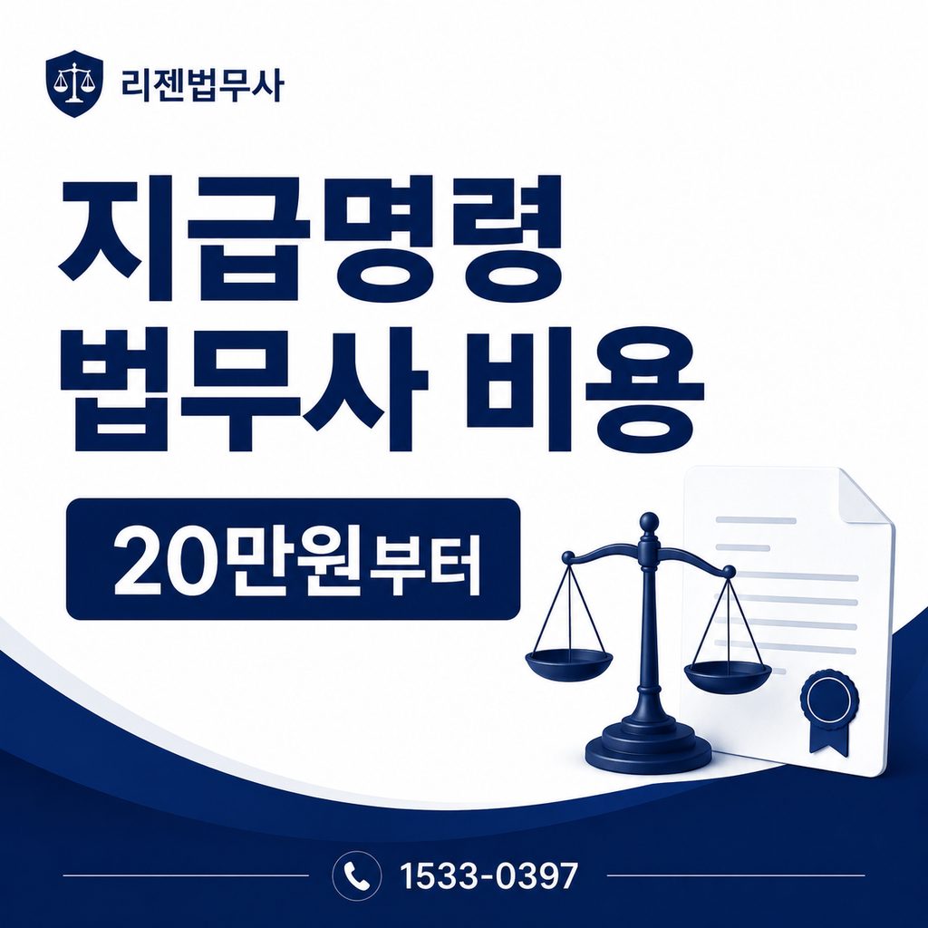 리젠법무사 지급명령 법무사 비용 20만원부터 안내