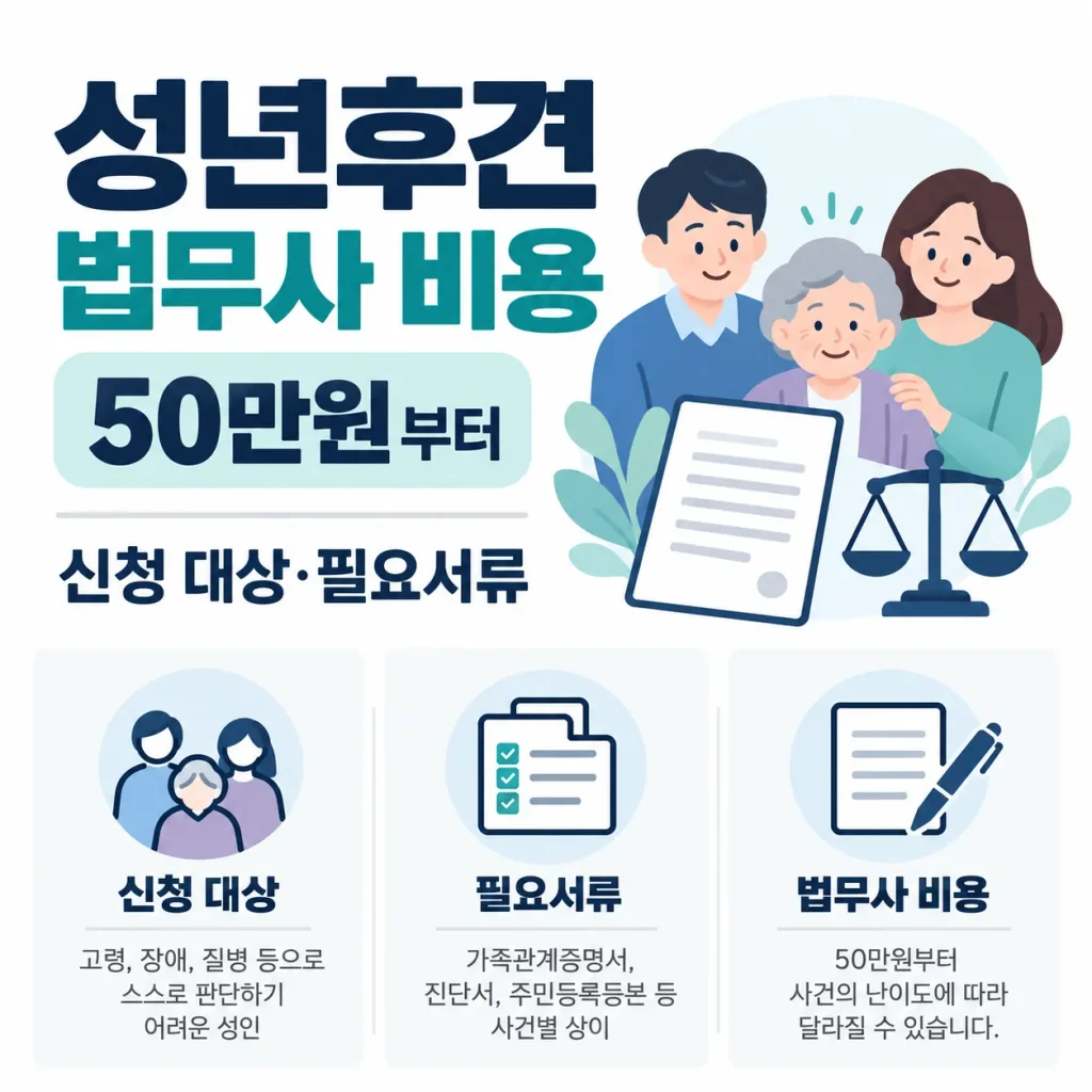 성년후견 법무사 비용 50만원부터 신청 대상과 필요서류 안내