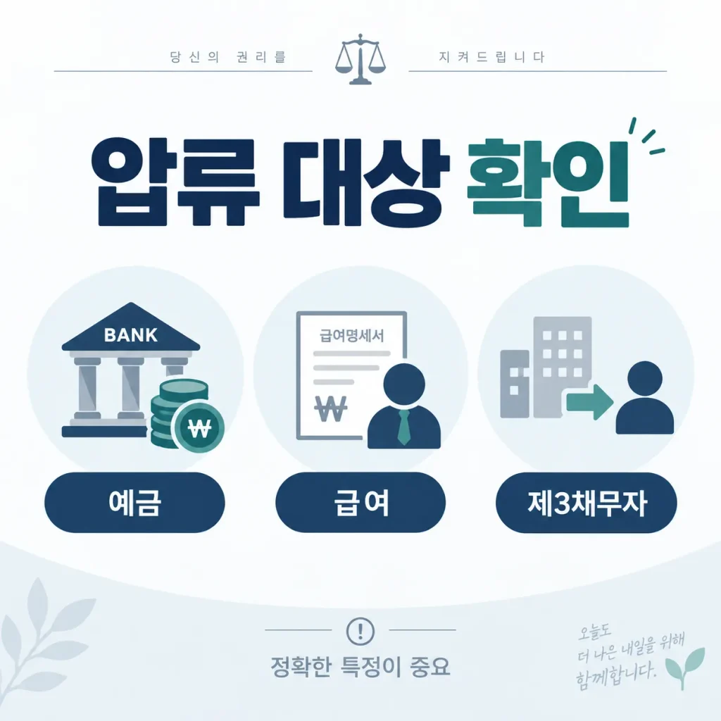 채권압류 시 확인해야 할 예금 급여 제3채무자 인포그래픽