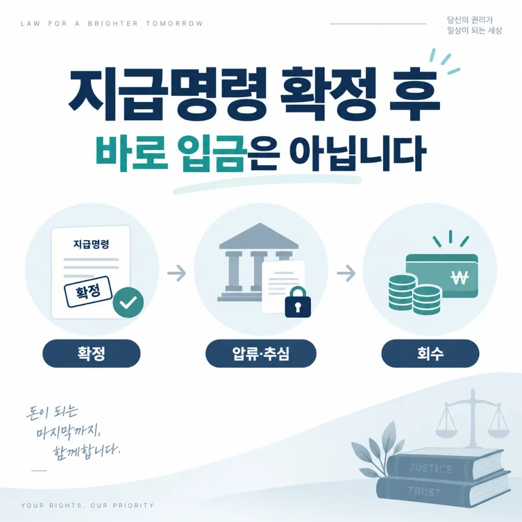 지급명령 확정 후 채권 회수 절차 인포그래픽